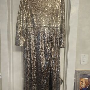 Alex Marie Shimmering Gold Sequin Formal Dress
